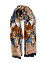 Sciarpa stola verde/beige in pura seta stampata BERENIKE